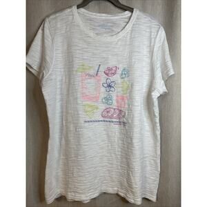 Vineyard Vines Women's EMB White Island Time Island Graphic T-Shirt Sz Large